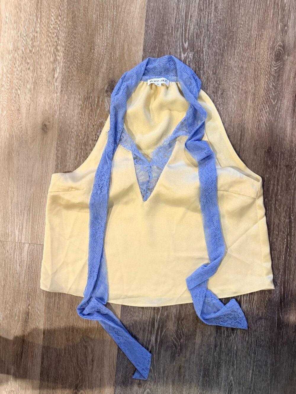 Whiteroom + Cactus Yellow Blue Lace Blouse M